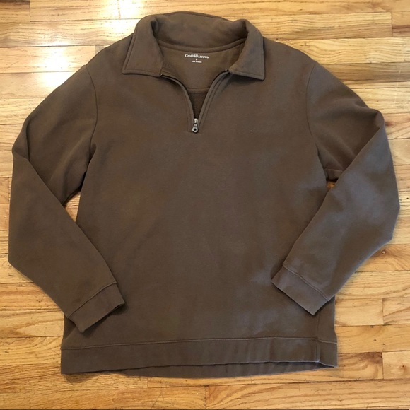 Croft & Barrow pullover sweatshirt with collar & front zipper, Large - Picture 2 of 7